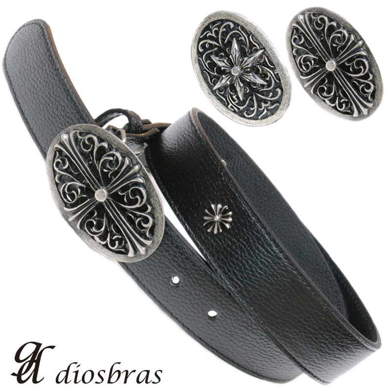 楽天市場】ベルト メンズ 本革 クロス バックル スター 星 アラベスク