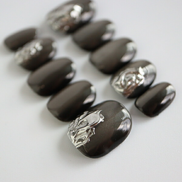 楽天市場】メンズネイル ネイルチップ ブラックマグネットニュアンス