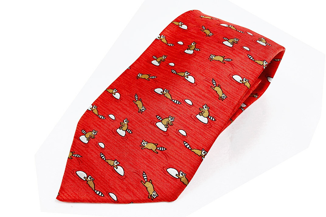 楽天市場】HERMES(エルメス）ネクタイ シルク アライグマモチーフ