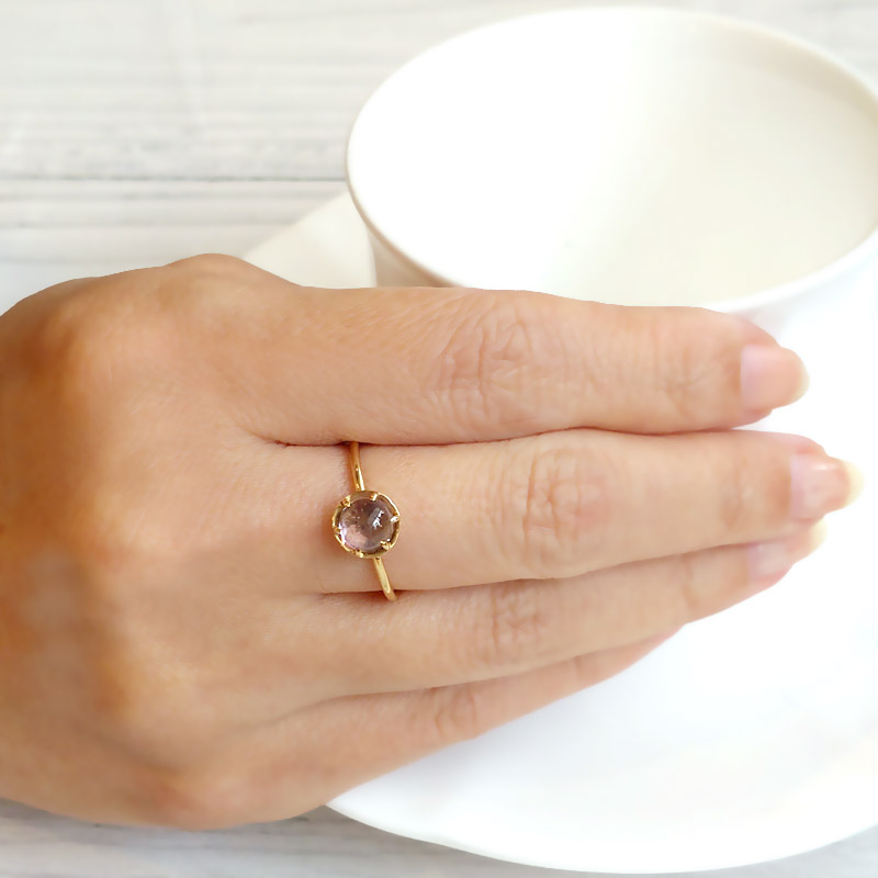 楽天市場】K18 イエローゴールド アメジスト リング 13号天然石