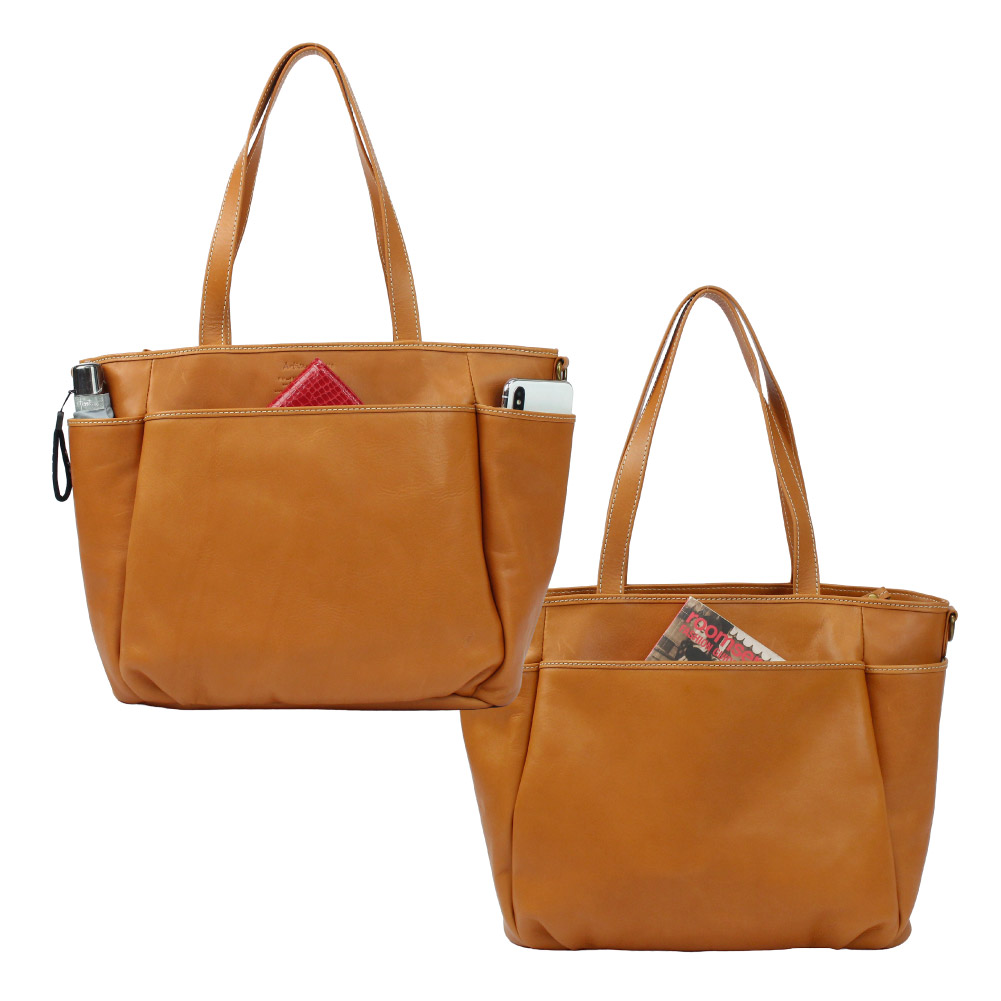 楽天市場】トートバッグ レディース レザー ポケット多め キャメル A4