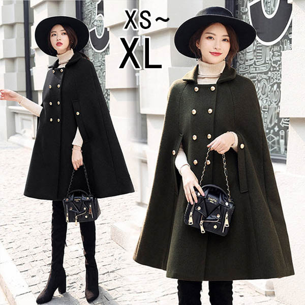 楽天市場】ケープ コート マント ミディアム丈 ボア有り ポンチョ