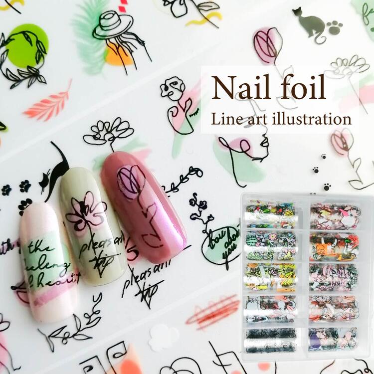 楽天市場】ネイルホイル 一筆書き 全10色セット ネイルアート 転写