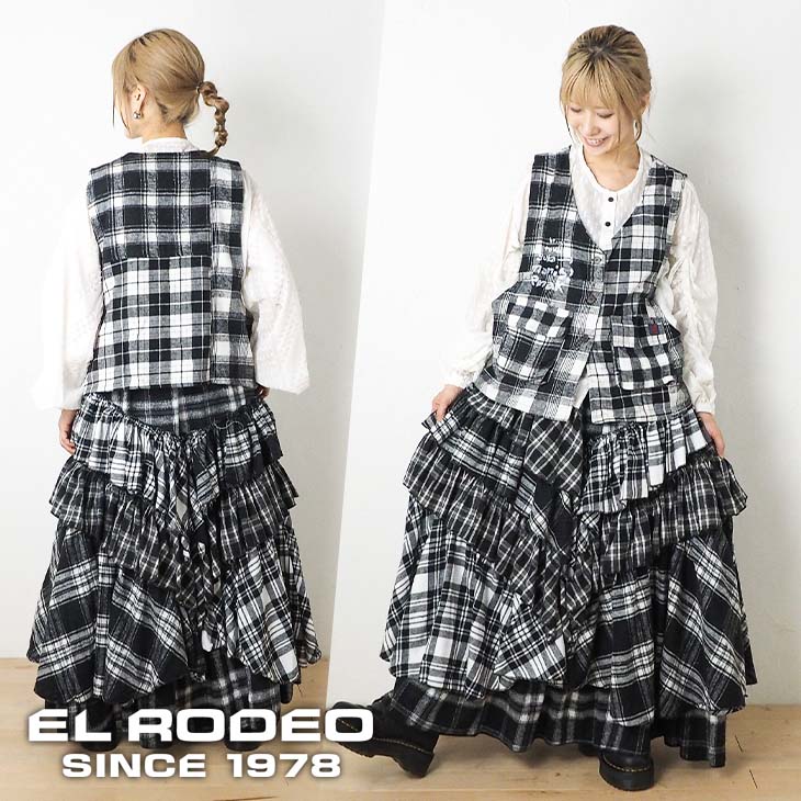 楽天市場】送料無料 ネル素材 チェック柄ランダムフリルロングスカート