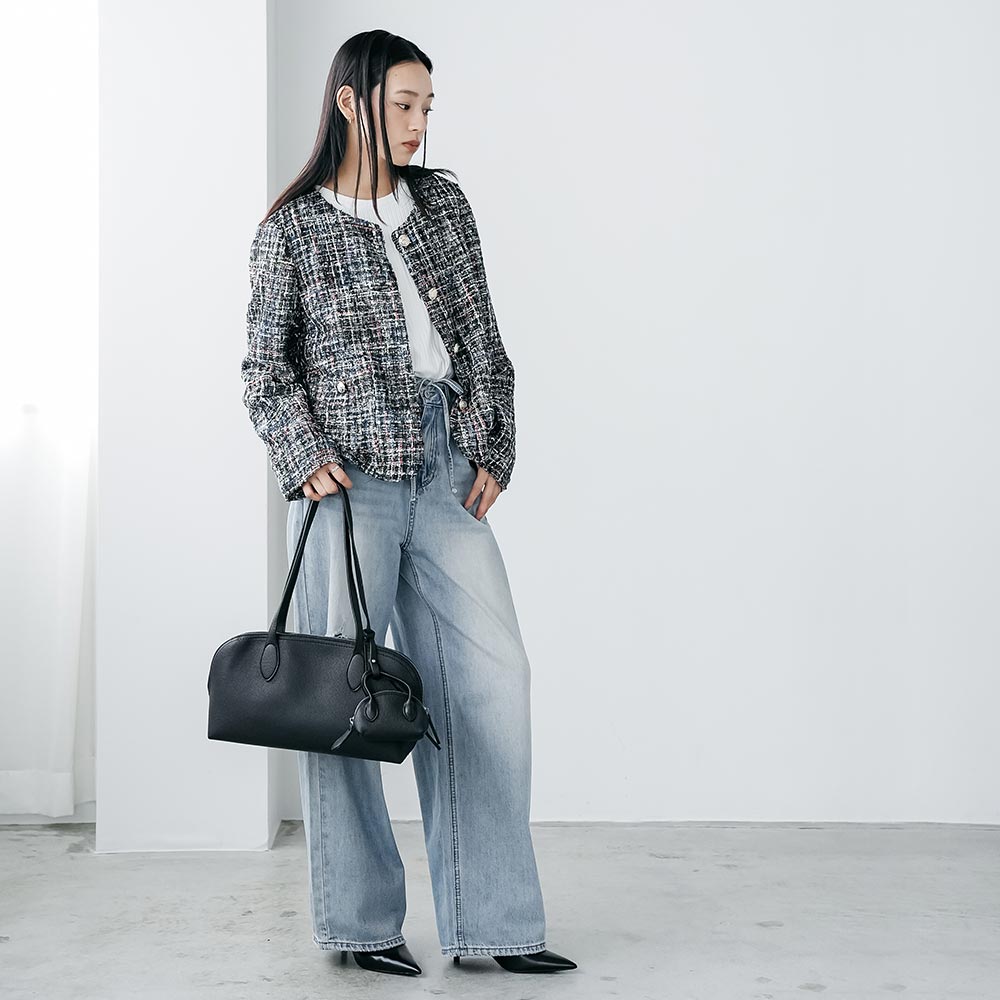 楽天市場】【20%OFFクーポン☆】ミックスツィードノーカラージャケット