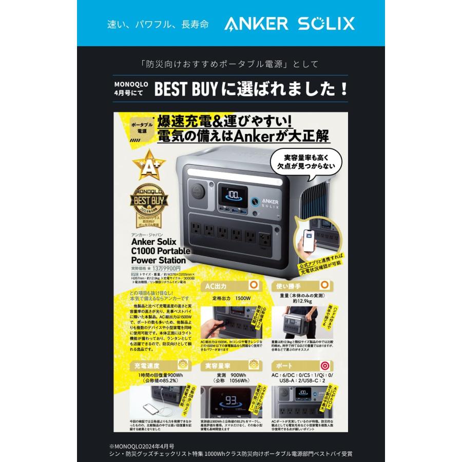 楽天市場】Anker Solix C1000 Portable Power Station ポータブル電源