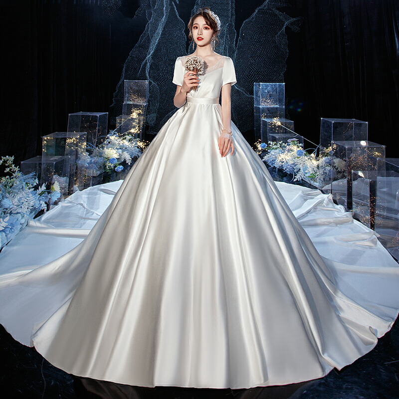 楽天市場】前撮り ドレス【着後レビュー特典】トレーン選択 大きい