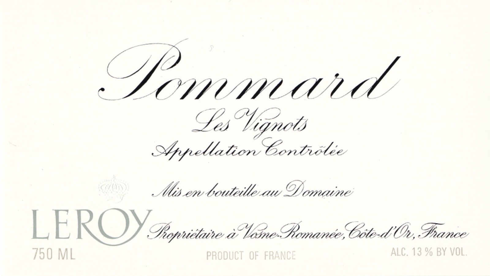 楽天市場】Pommard les Vignots Domaine Leroy 2001 / ポマール レ