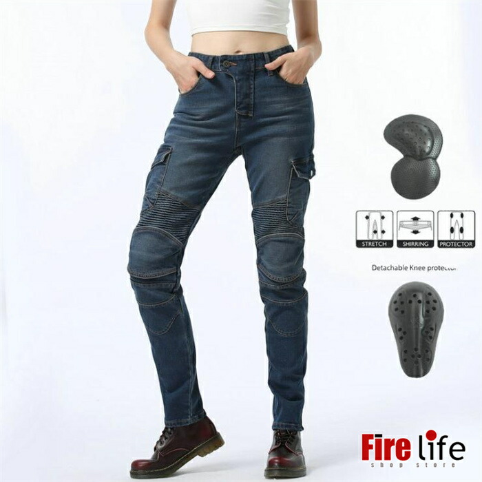 楽天市場】デニムパンツ レディース バイクパンツ 細身 スリムパンツ