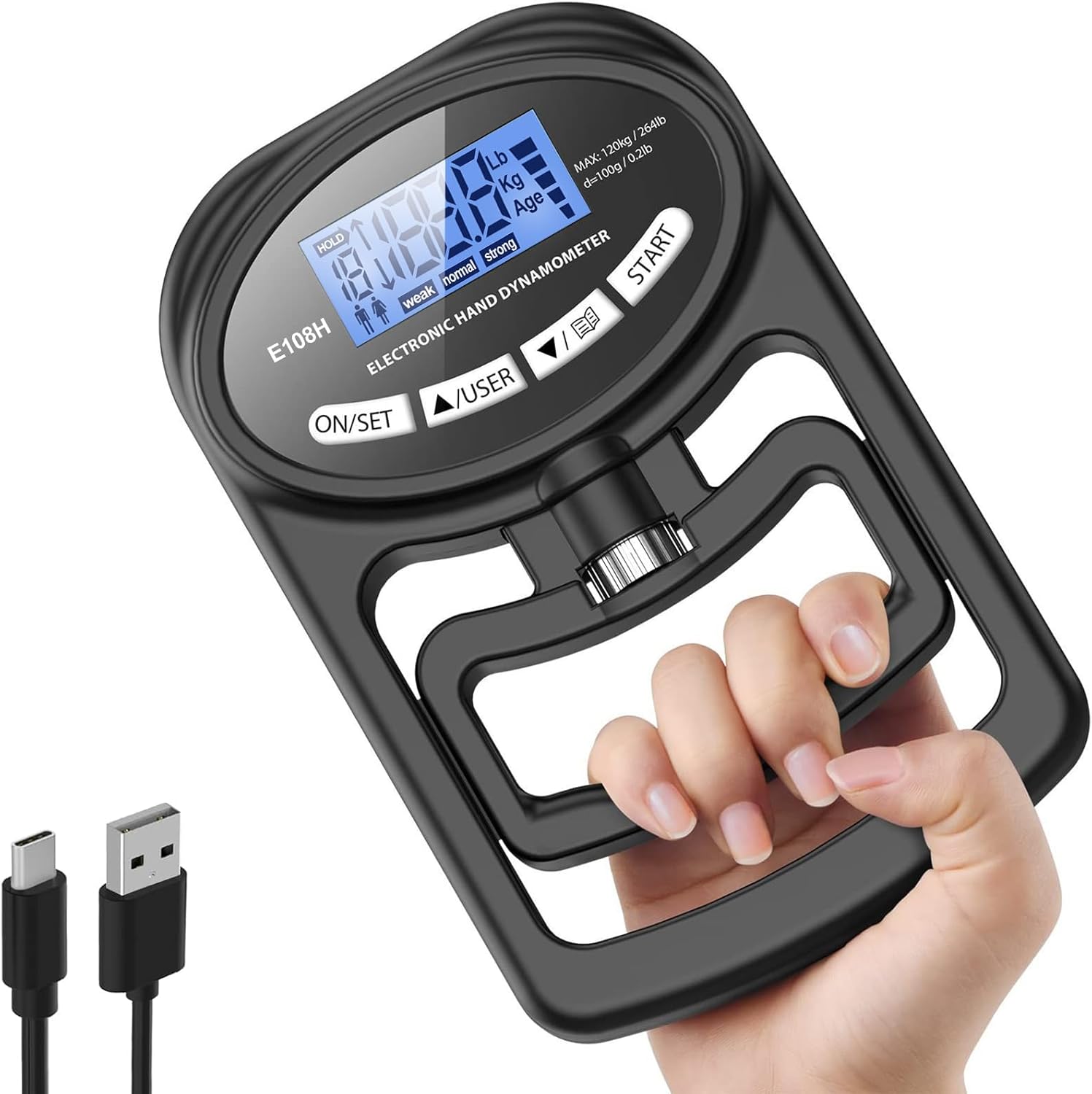 楽天市場】【SS限定5％OFF】デジタル握力計 握力測定器 電池不要 120kg