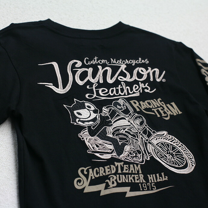 楽天市場】VANSON（バンソン）FELIX フィリックス 刺繍 ロンT ブラック