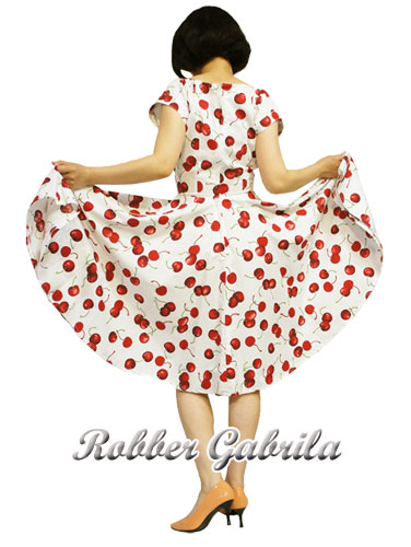 楽天市場】【L】ロカビリー ワンピース（チェリー カシュクール風）白