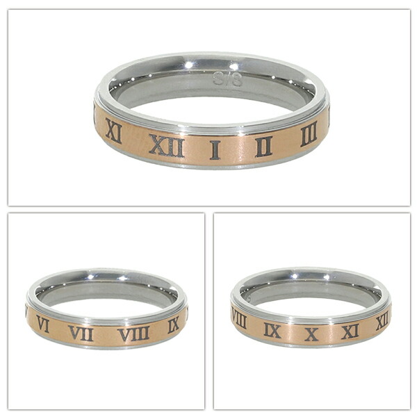 楽天市場】4mm幅 ピンクゴールド クロック リング 11号 ローマ数字