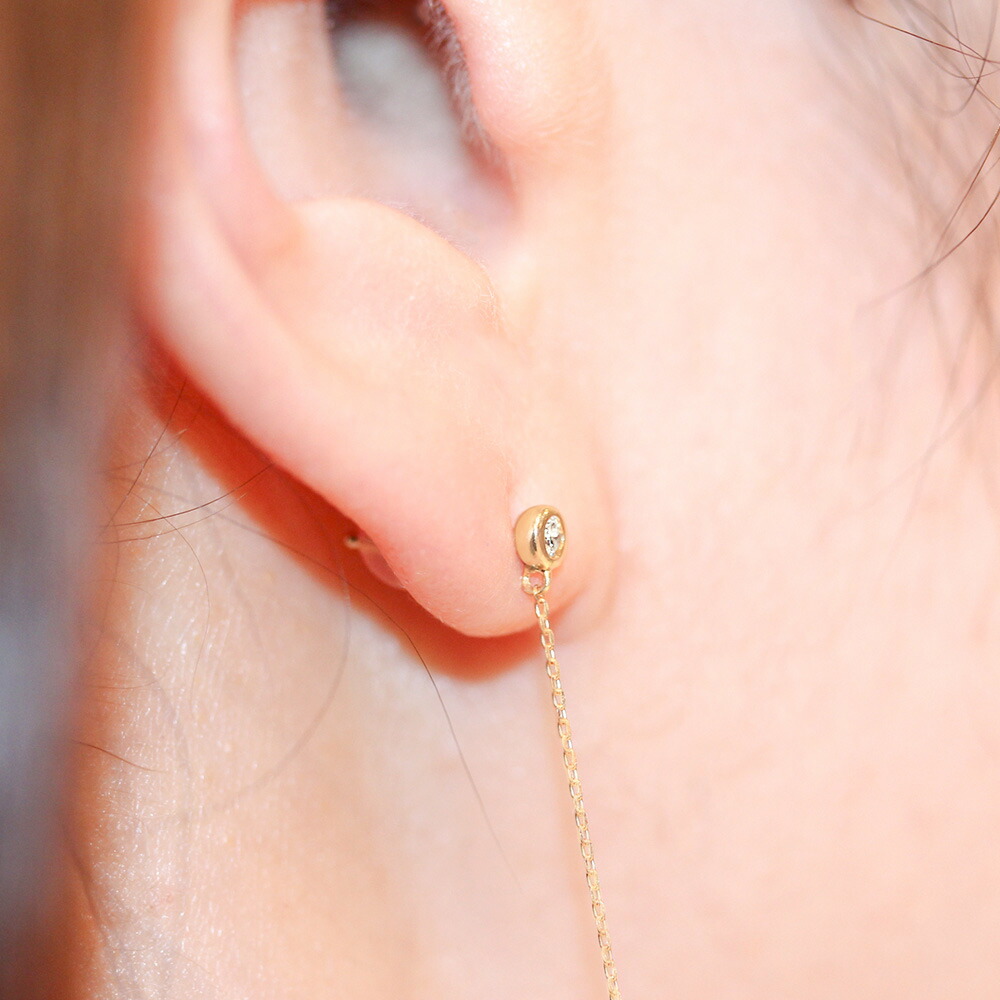 楽天市場】ピアス K18 イエローゴールド ロングピアス チェーンピアス