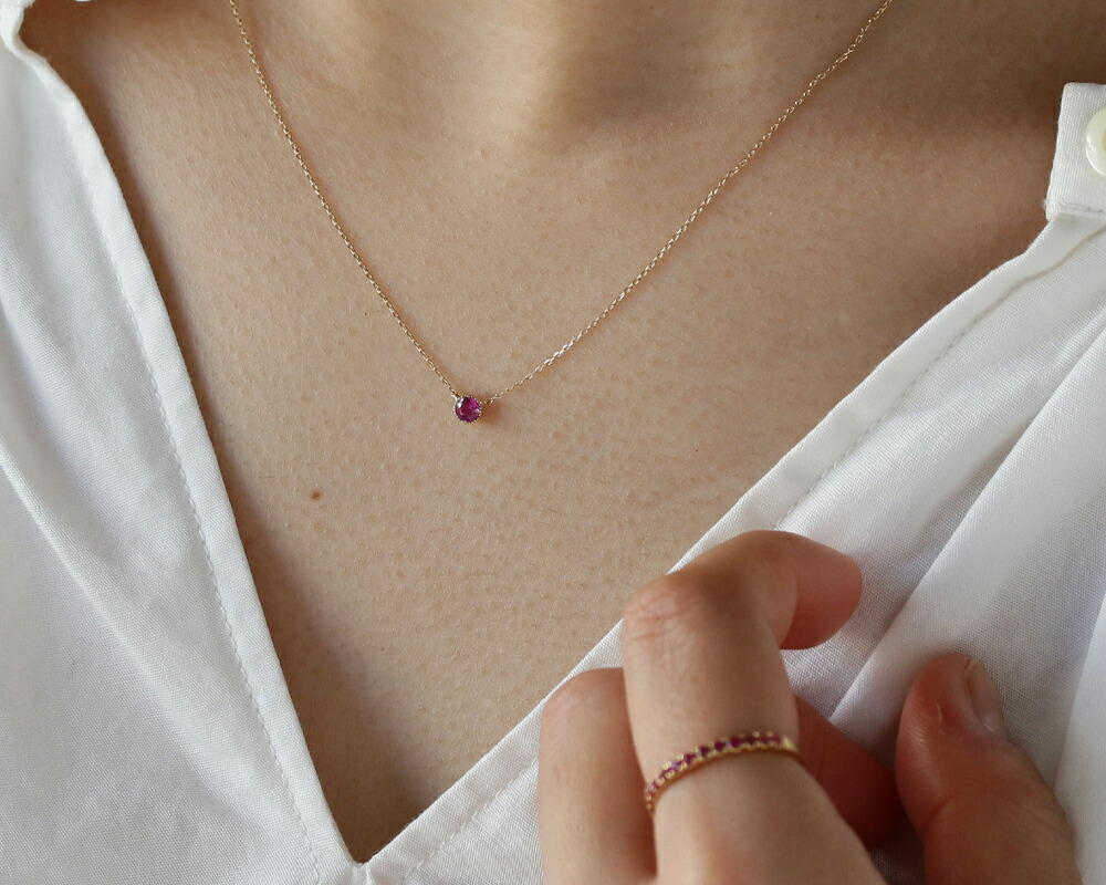 楽天市場】K18 K10 天然 ルビー 0.1ct ミル打ち 一粒 ネックレス ※一部