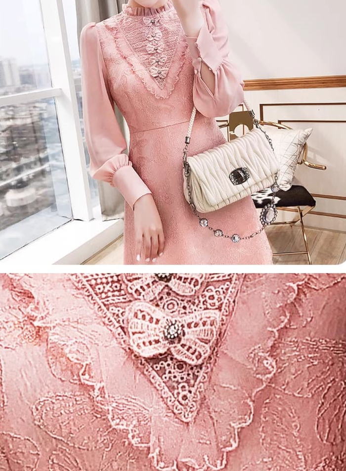 楽天市場】ワンピース レディース 春 きれいめ スタンドカラー レース