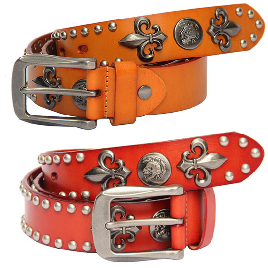 楽天市場】スタッズベルト メンズ レザーベルト 本皮 牛皮 モード系