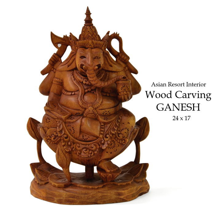 楽天市場】スワールウッド モンキーポッド 木彫り ガネーシャ Ganesh
