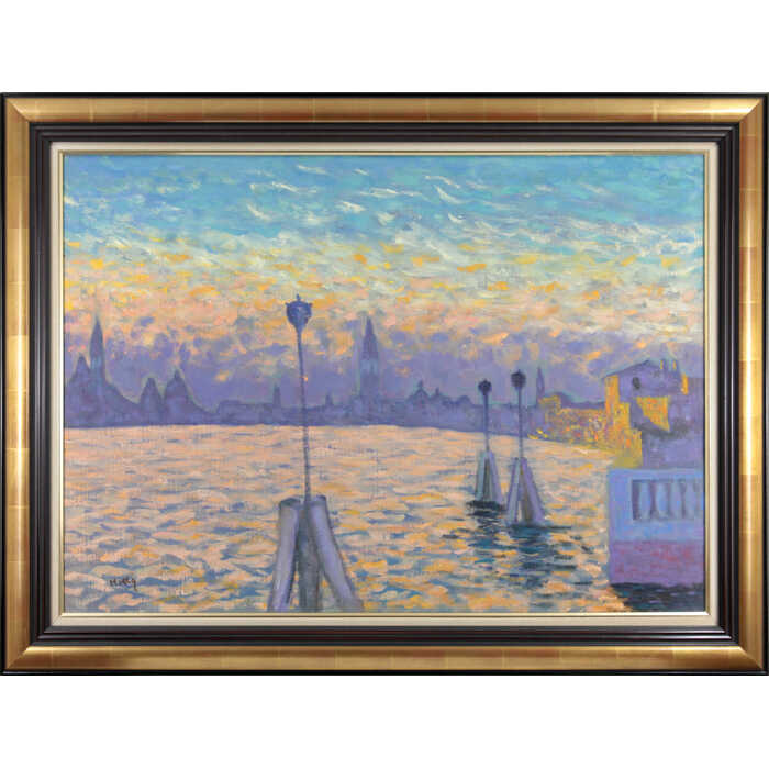 楽天市場】絵画 堀田高 油絵・油彩画 『運河の落陽』 夕日 海 街 風景