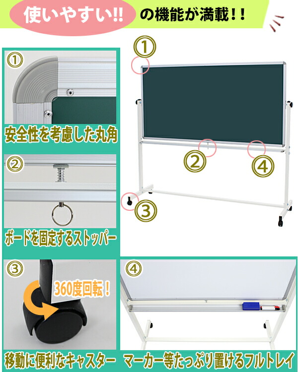 楽天市場】送料無料 新品 ホワイトボード グリーンボード W1800xH900
