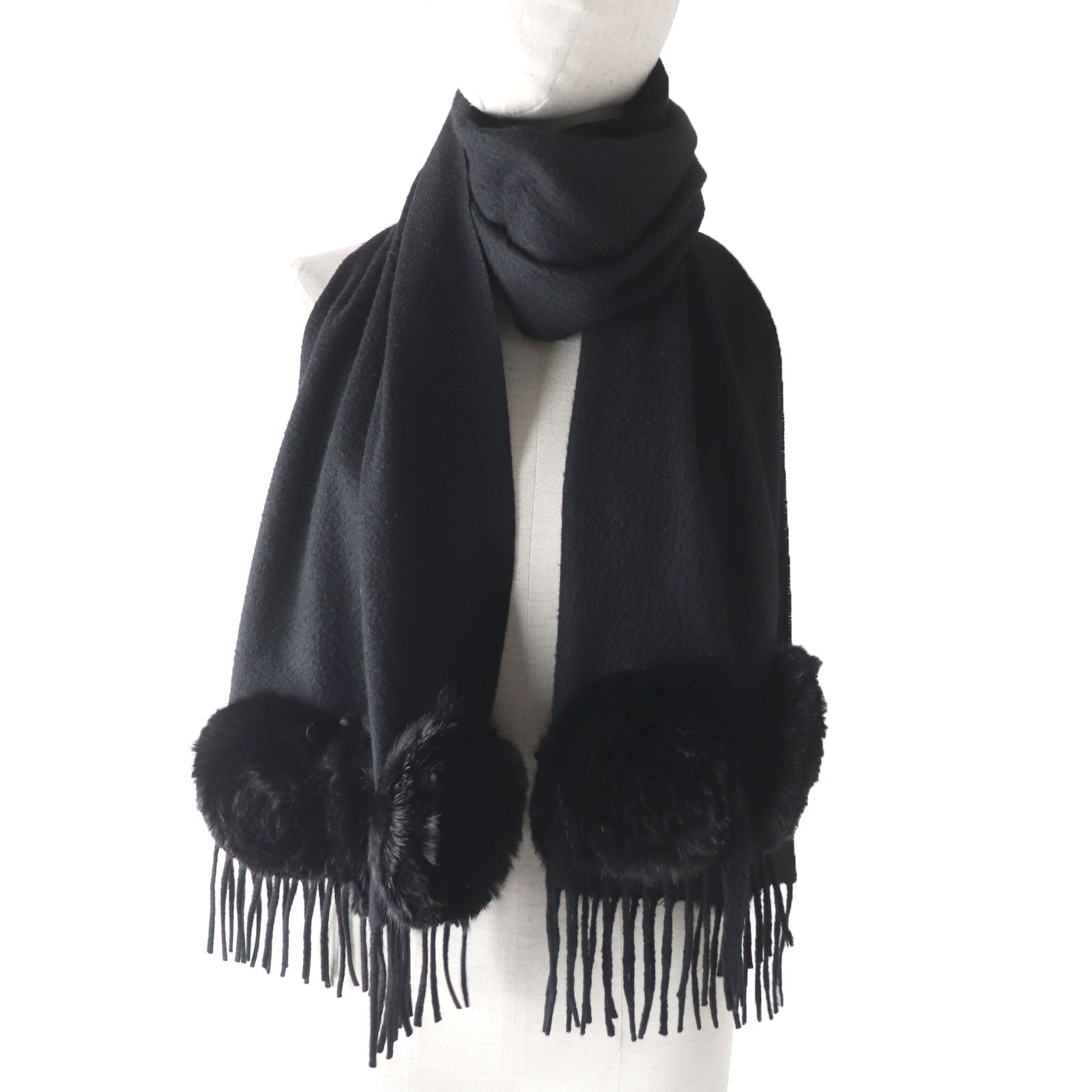 楽天市場】美品 FENDI フェンディ カシミヤ ミンクファー・フリンジ