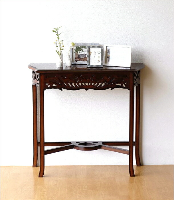 楽天市場】マホガニー無垢材コンソールテーブル 木製 花台