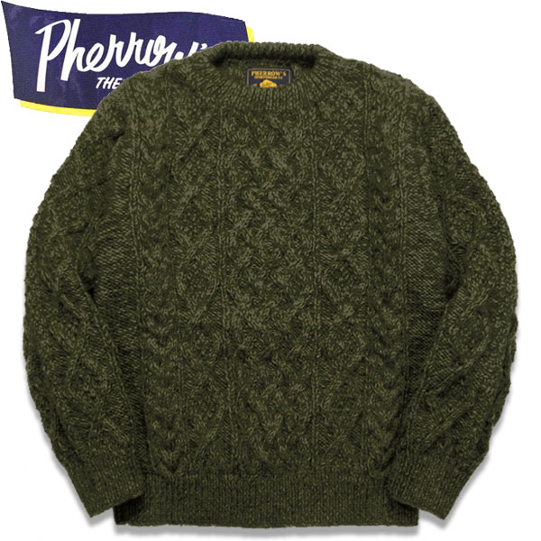 楽天市場】PHERROW'S (フェローズ ）手編みケーブル編みクルーネック