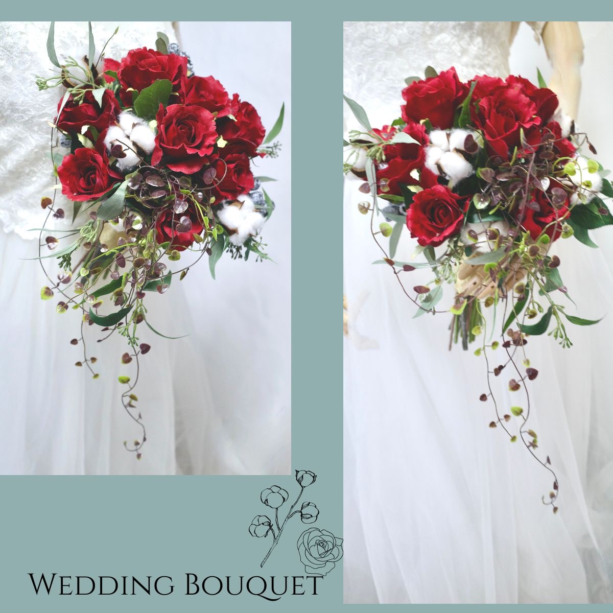 楽天市場】ウェディングブーケ 造花 秋 冬 ブーケ ブートニア セット