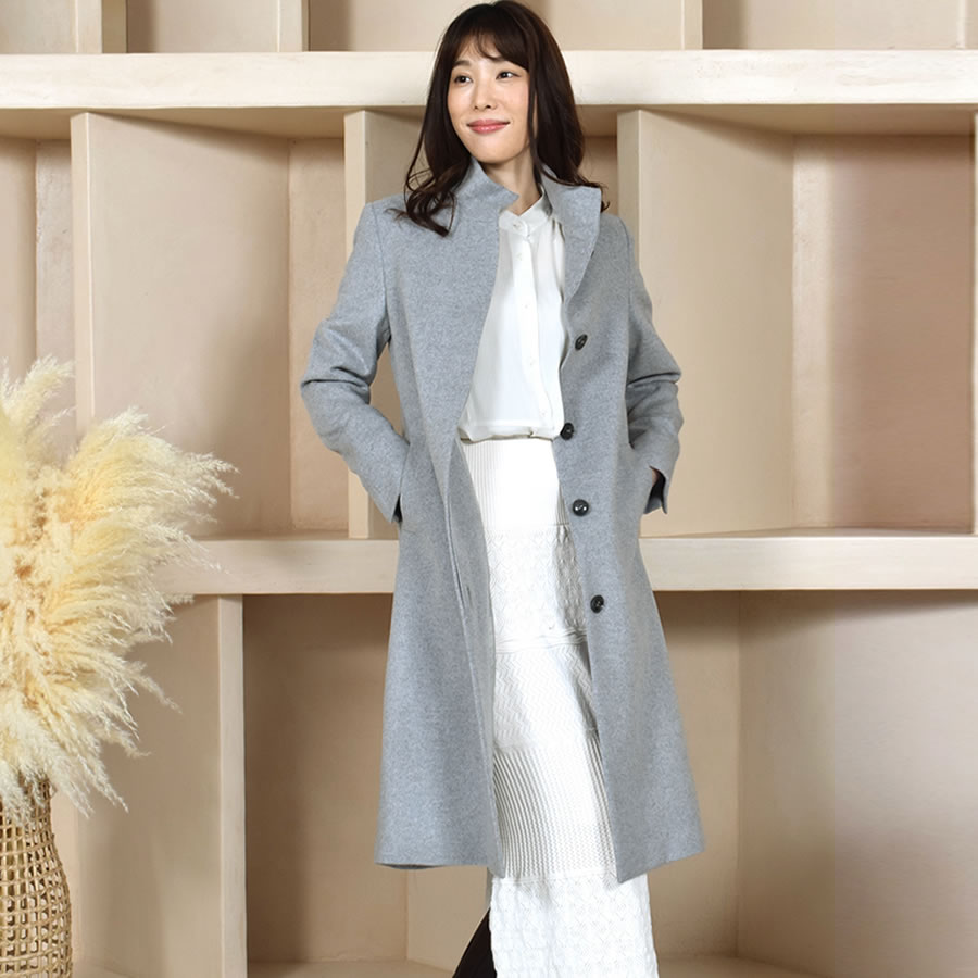 楽天市場】【 30％OFFクーポン】スタンドカラー カシミヤ コート