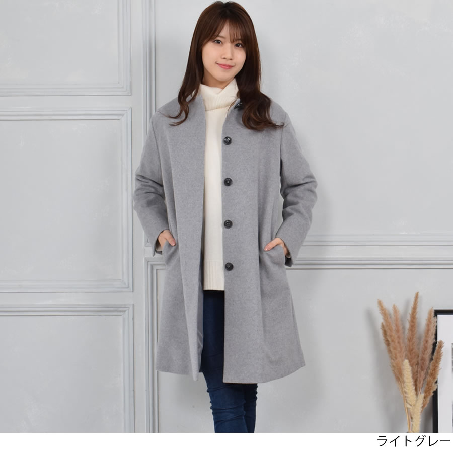 楽天市場】【 30％OFFクーポン】ノーカラーコート カシミヤコート