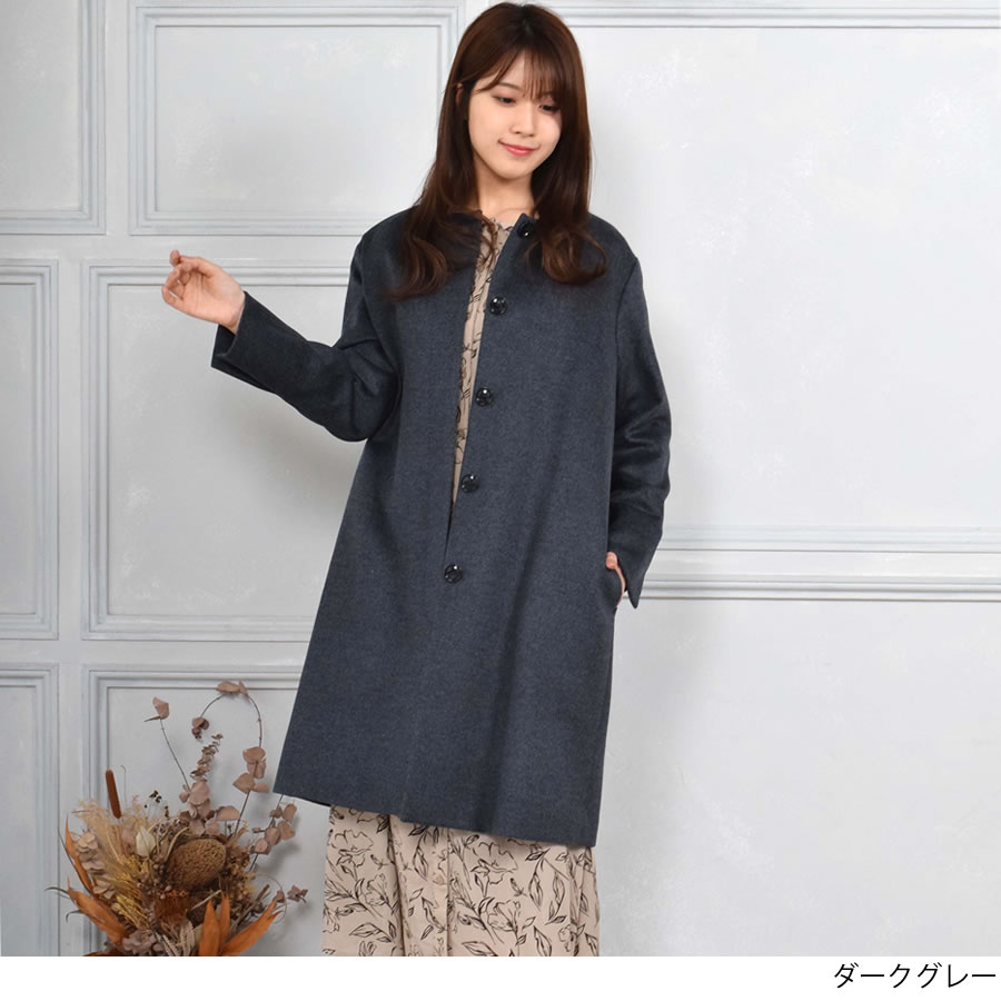 楽天市場】【 30％OFFクーポン】ノーカラーコート カシミヤコート
