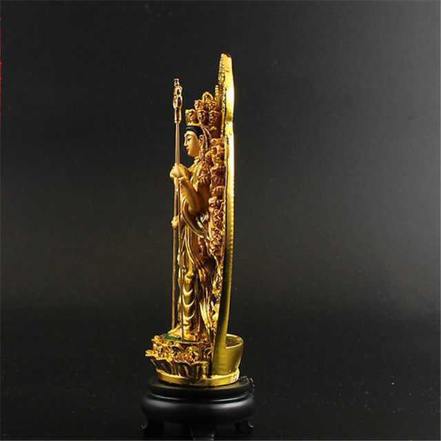 楽天市場】黄金 仏教美術 千手観音菩薩 ゴールド 風水 置物 インテリア