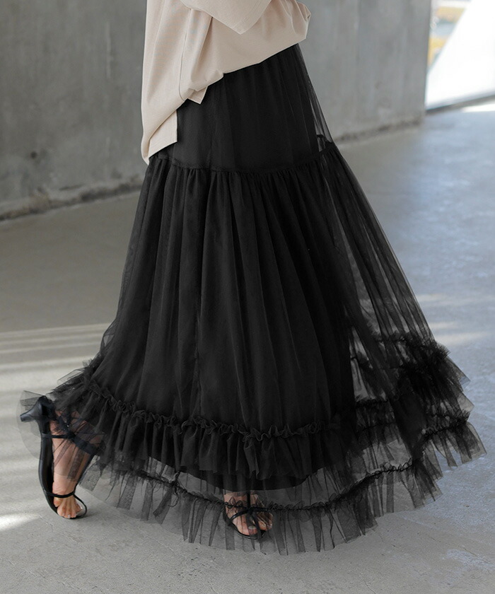楽天市場】スカート チュール レース レディース ボトムス ロング