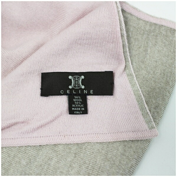 楽天市場】セリーヌ リバーシブル マフラー ピンク×グレー 174×38