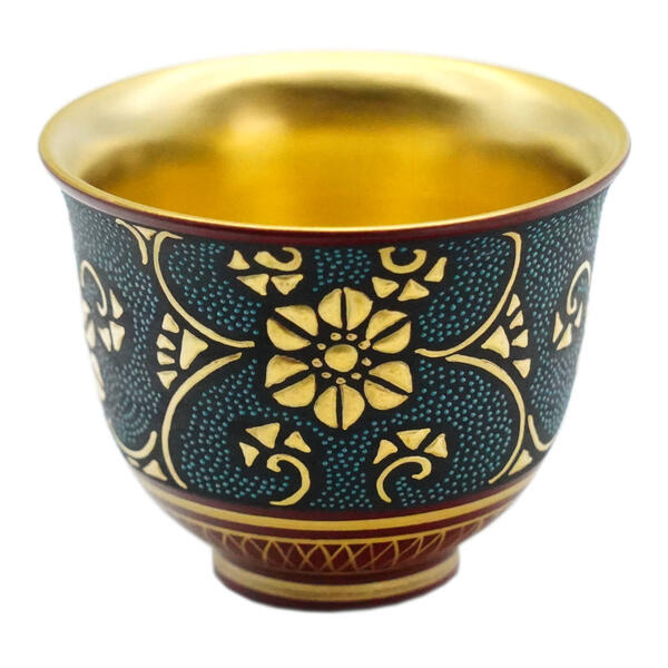 楽天市場】仲田錦玉 九谷焼酒盃 渦打青粒盛金鉄仙唐草 内金彩No.220