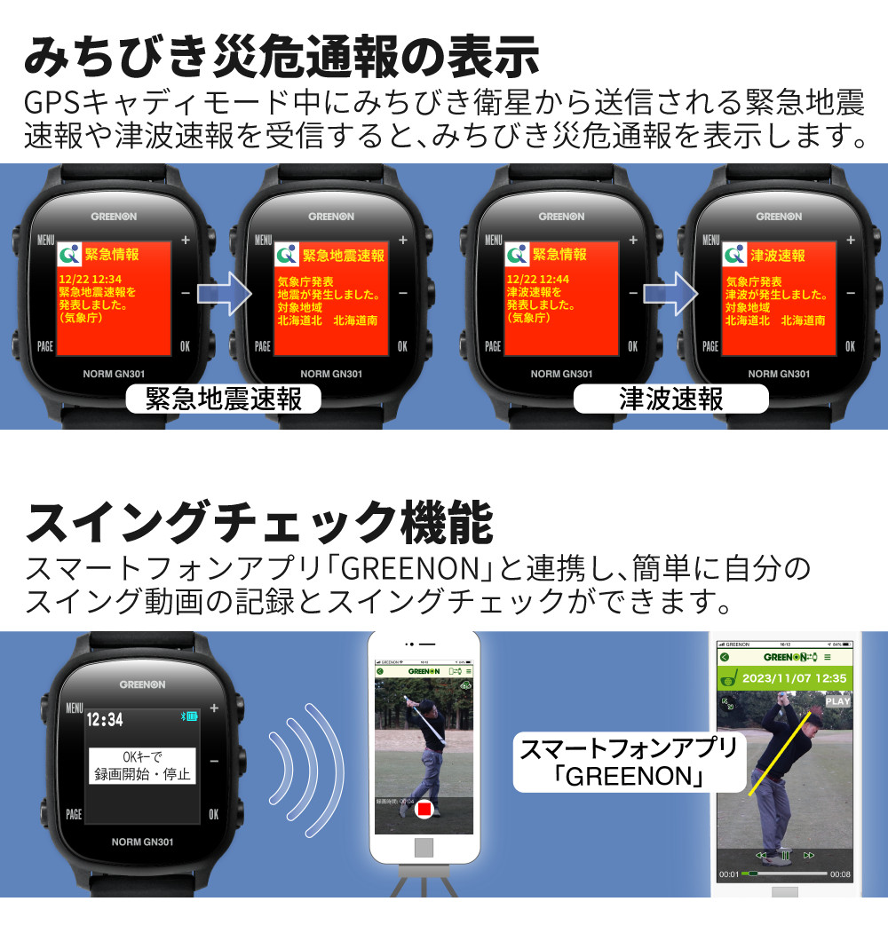 楽天市場】グリーンオン THE GOLF WATCH NORM GN301 ゴルフナビ GPS