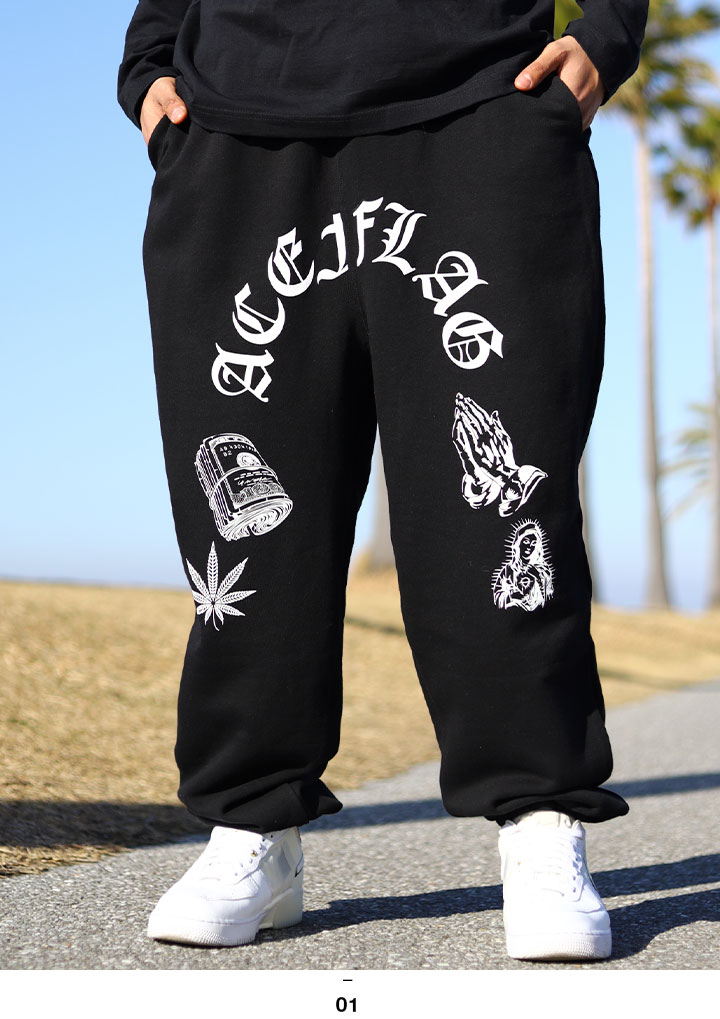 楽天市場】ACEFLAG スウェットパンツ 裏パイル メンズ 春夏秋冬用 黒