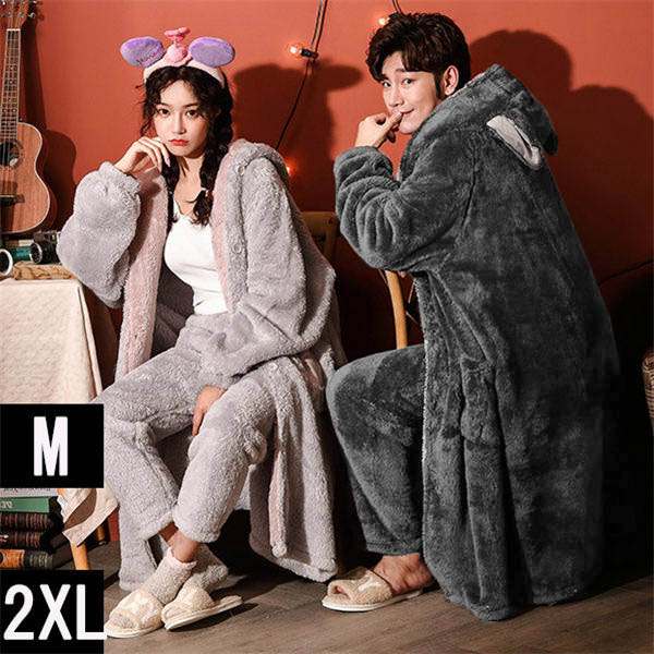 楽天市場】ペアパジャマ もこもこ ガウン 着る毛布 メンズ レディース