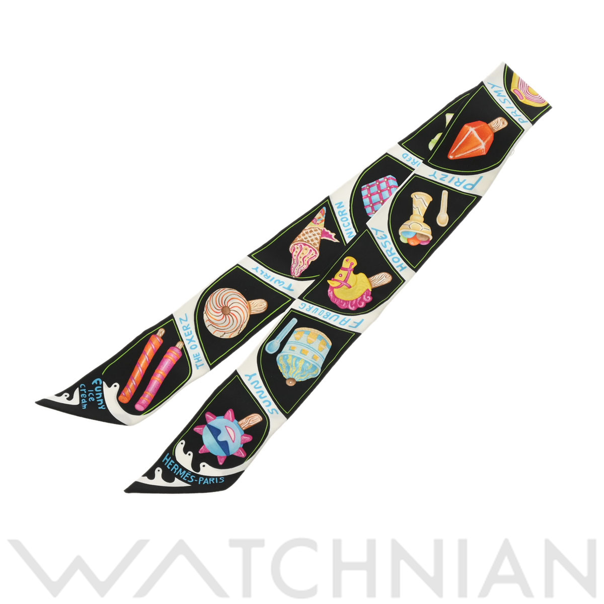 楽天市場】エルメス HERMES ツイリー FUNNY ICE CREAM ノワール/ブロン