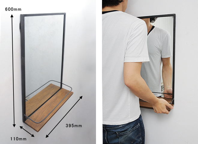 楽天市場】【インダストリアル ウォールミラー 洗面所 長方形 木