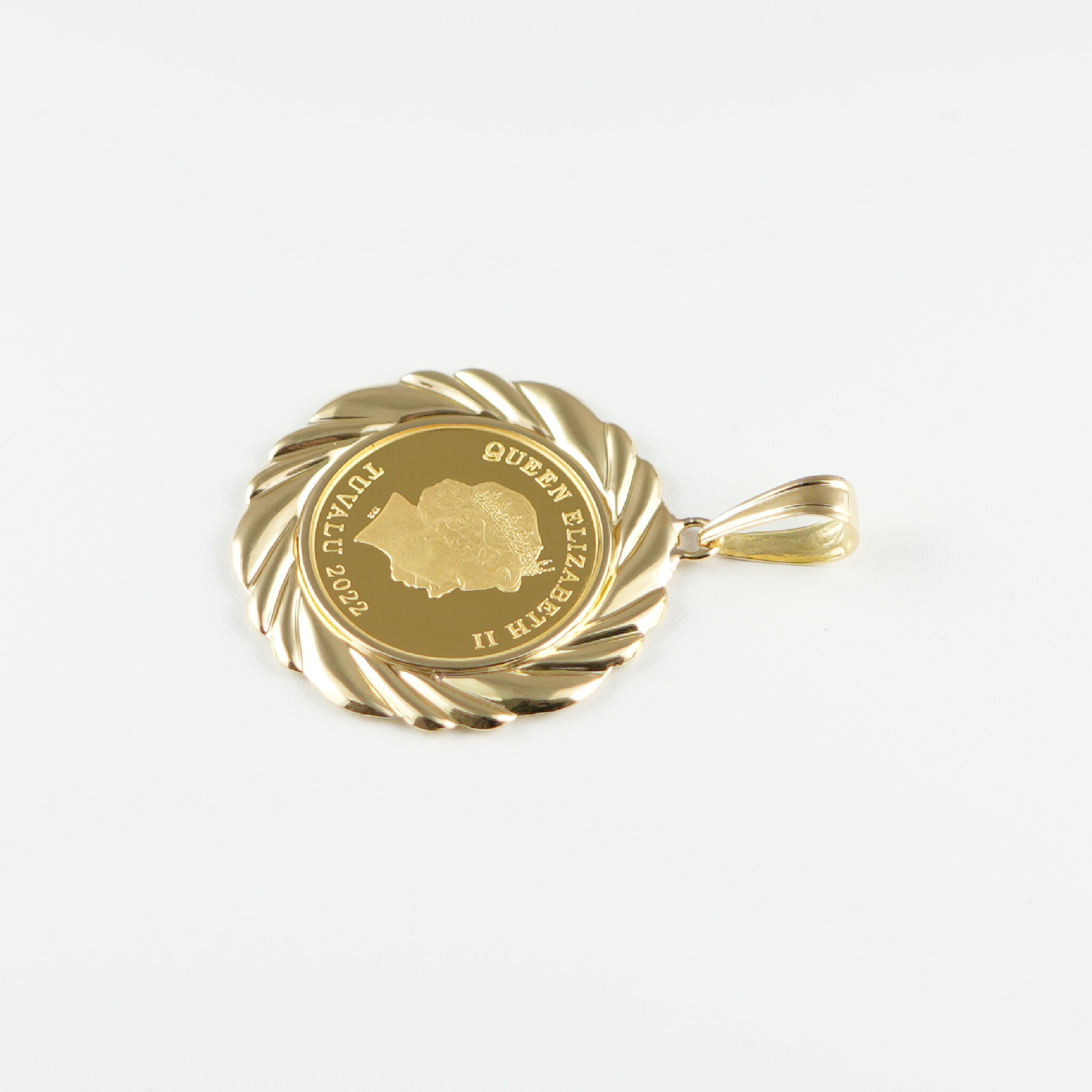 楽天市場】ペンダントトップ K24 ツバルホース コイン 1/5oz K18 枠付