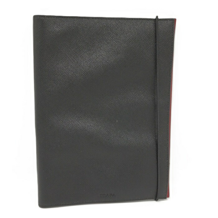 楽天市場】【中古】PRADA 手帳カバー サフィアーノレザー ブラック