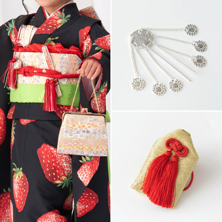 ⭐【新品タグ付き】西陣おくむら 金×桜柄 7歳 帯 箱せこセット 七五三