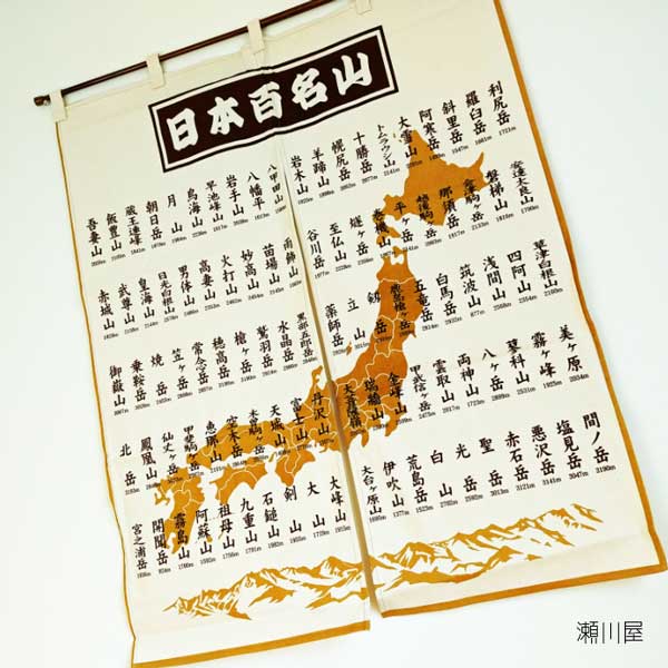 楽天市場】≪瀬川屋≫日本百名山のれん セピア色 袋仕立て【インテリア