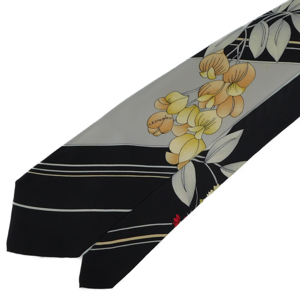 楽天市場】LEONARD レオナール ネクタイ 黒 ブラック系 花柄 シルク100