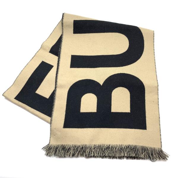楽天市場】BURBERRY バーバリー ロゴマフラー 羊毛 ウール 黒 ブラック