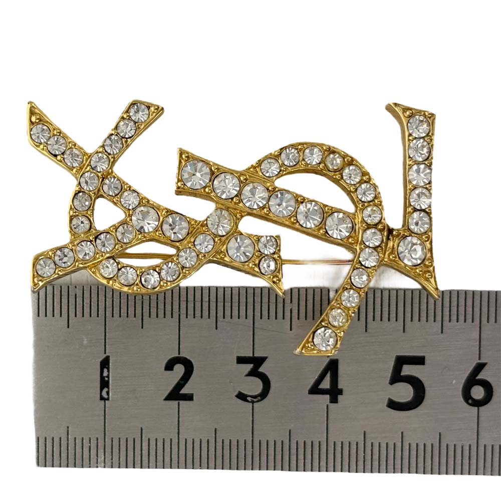 楽天市場】【美品】イヴ・サンローラン ラインストーンブローチ YSL