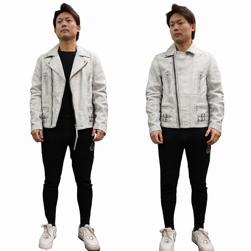 楽天市場】Mo-LAWS ダメージホワイト レザージャケット メンズ 革