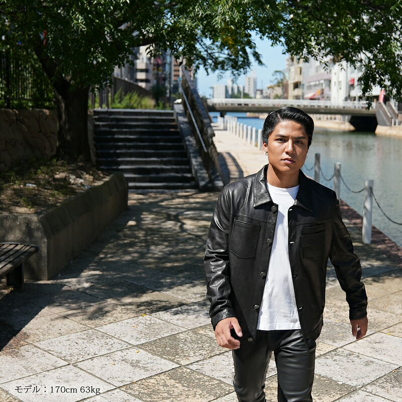 楽天市場】レザージャケット メンズ ラム革 Gジャンタイプ 本革