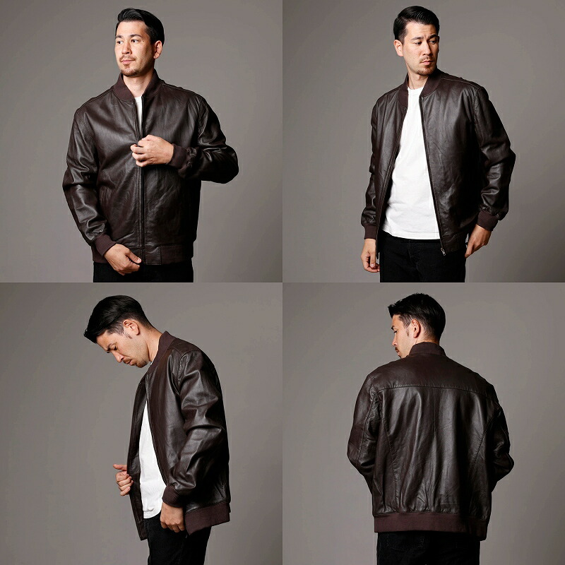 楽天市場】革ジャン メンズ MA-1 本革 ライダースジャケット レザー